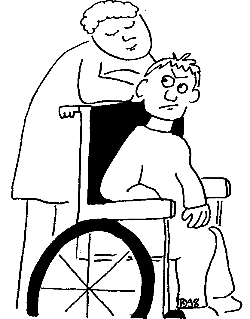 Leaning on wheelchair